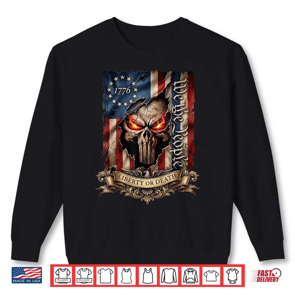 1776 Liberty Or Death We The People Patriotic Skull July 4Th Shirt 1776 Liberty Or Death We The People Patriotic Skull July 4Th Shirt