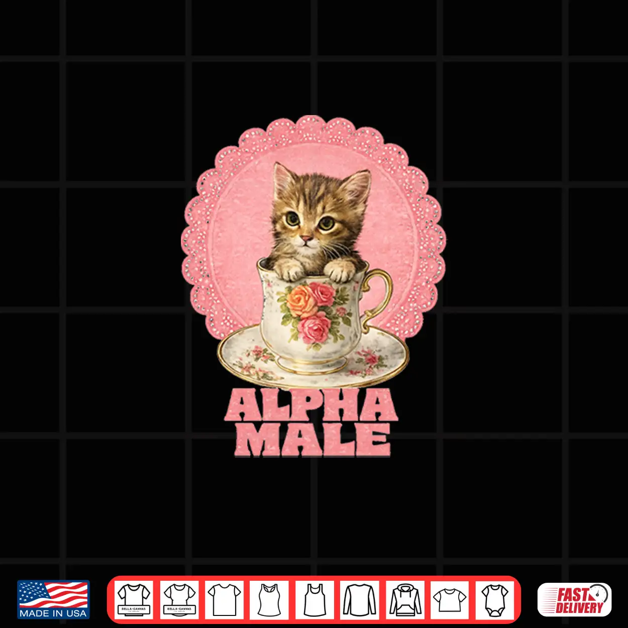 Alpha Male Kitty Funny Gym Cat Retro Cute Kitten In Teacup Shirt Alpha Male Kitty Funny Gym Cat Retro Cute Kitten In Teacup Shirt