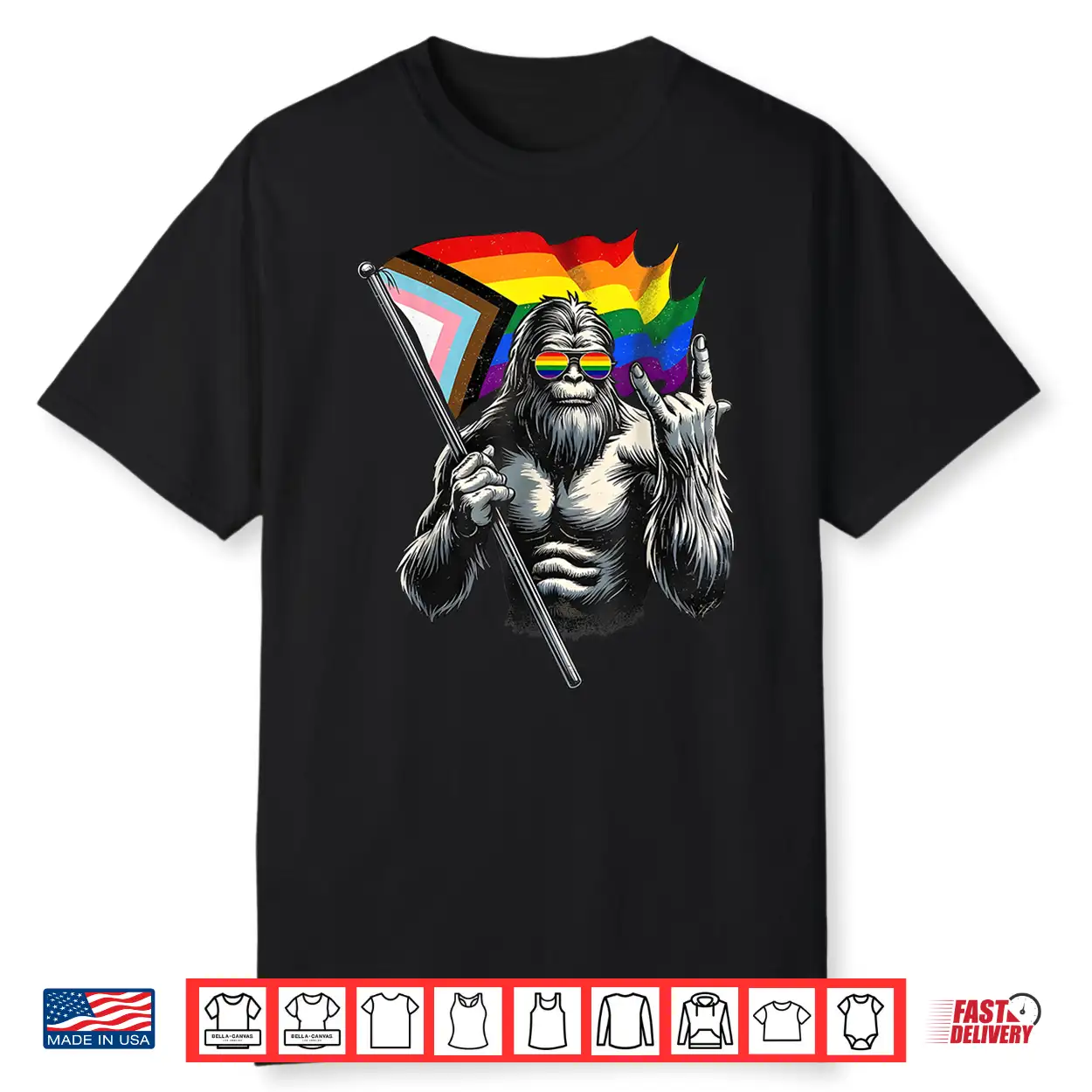Bigfoot Rock On Lgbtq New Pride Flag Sasquatch Gay Pride Shirt Bigfoot Rock On Lgbtq New Pride Flag Sasquatch Gay Pride Shirt