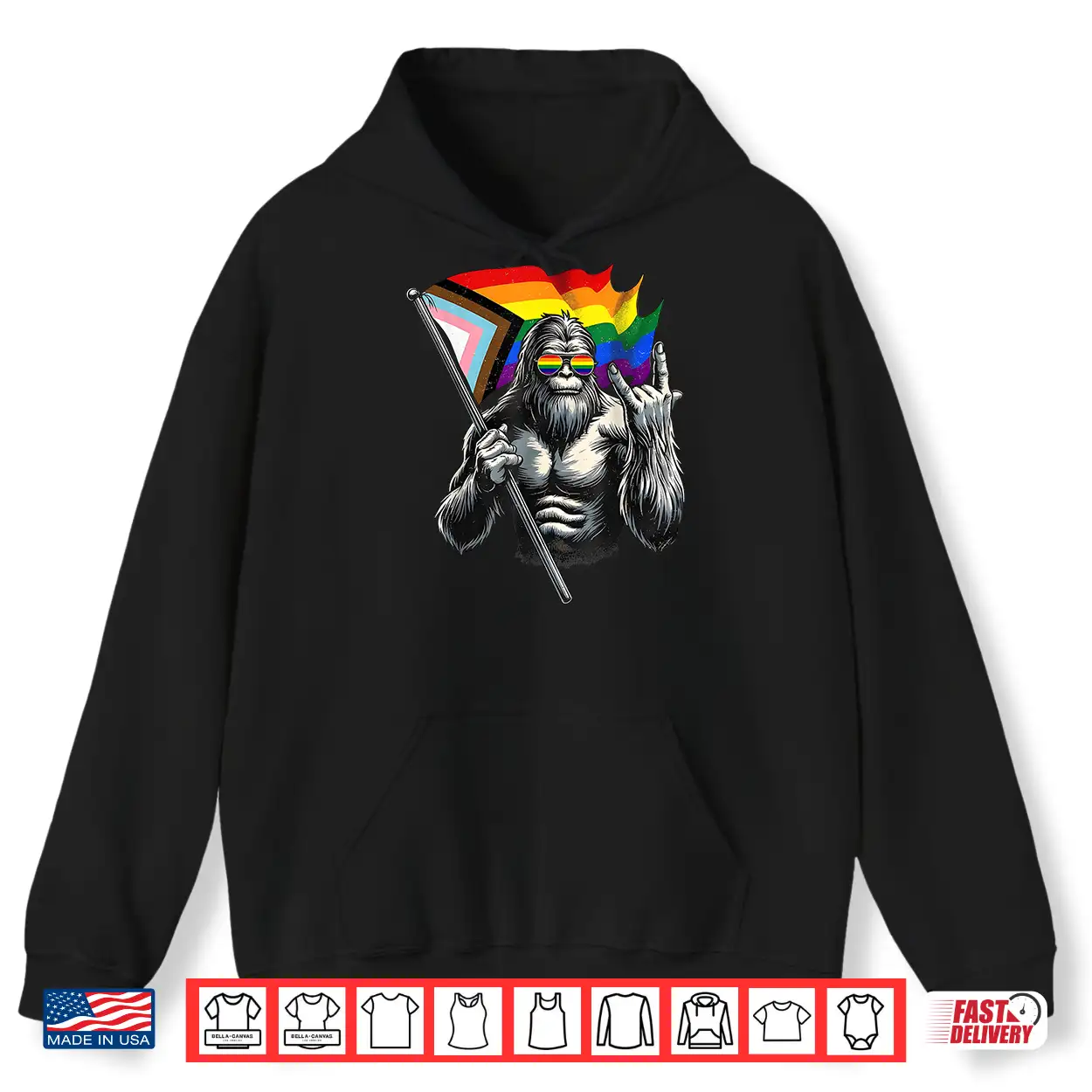 Bigfoot Rock On Lgbtq New Pride Flag Sasquatch Gay Pride Shirt Bigfoot Rock On Lgbtq New Pride Flag Sasquatch Gay Pride Shirt