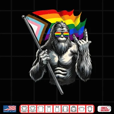 Bigfoot Rock On Lgbtq New Pride Flag Sasquatch Gay Pride Shirt 4 Design Bigfoot Rock On LGBTQ New Pride Flag Sasquatch Gay Pride Shirt