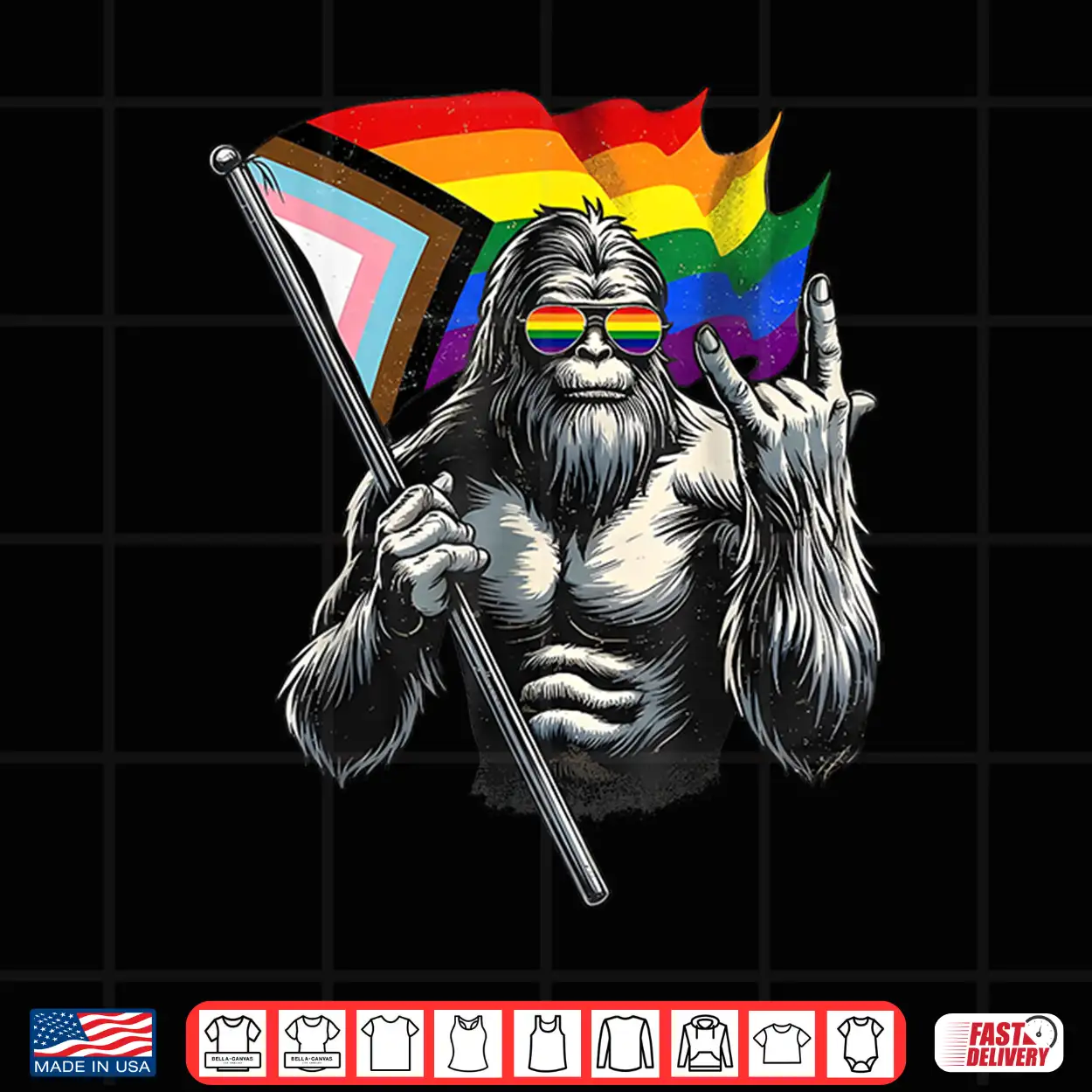 Bigfoot Rock On Lgbtq New Pride Flag Sasquatch Gay Pride Shirt Bigfoot Rock On Lgbtq New Pride Flag Sasquatch Gay Pride Shirt