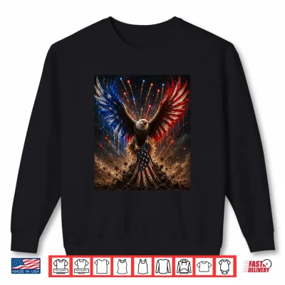 Sweatshirt Freedom Rising Patriotic Eagle USA Flag Premium Tri Blend Shirt