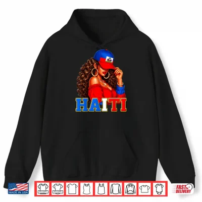 Hoodie Haitian Princess Haiti Flag Melanin for Black Girls Women Shirt