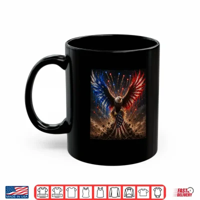 Mug Freedom Rising Patriotic Eagle USA Flag Premium Tri Blend Shirt