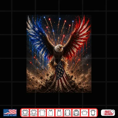 Design Freedom Rising Patriotic Eagle USA Flag Premium Tri Blend Shirt