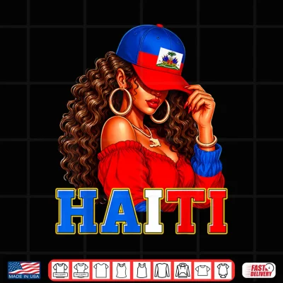 Design Haitian Princess Haiti Flag Melanin for Black Girls Women Shirt