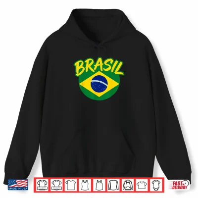 Hoodie Brasil with Brazilian Flag Colors Men Women Kids Brazil Shirt