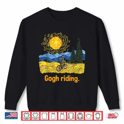 Sweatshirt Gogh Riding Funny Van Gogh Cycling Bicycle Pun Design Shirt