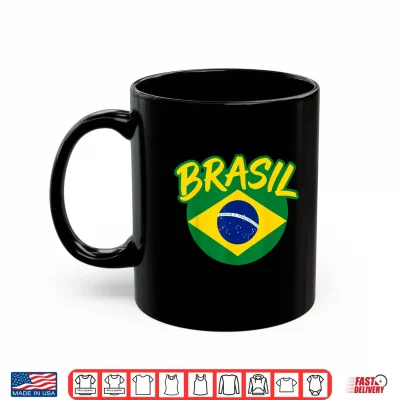 Mug Brasil with Brazilian Flag Colors Men Women Kids Brazil Shirt