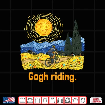 Design Gogh Riding Funny Van Gogh Cycling Bicycle Pun Design Shirt