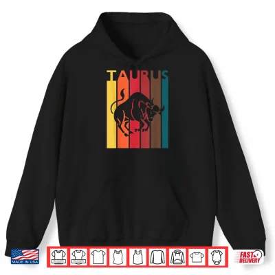 Hoodie Retro Taurus Zodiac Sign April May Birthday Gift Taurus Shirt