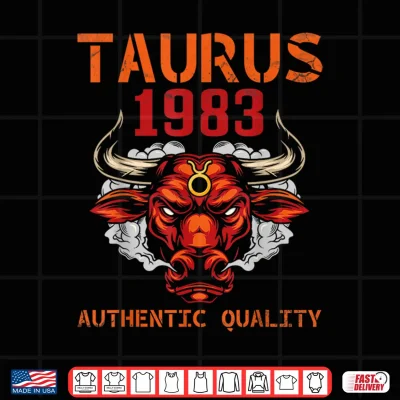 Design Taurus 1983 Authentic Quality 42 Years Old Happy My Birthday Shirt