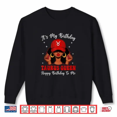 Sweatshirt Taurus Queen Afro Women Red Cap Black Girl Birthday Shirt