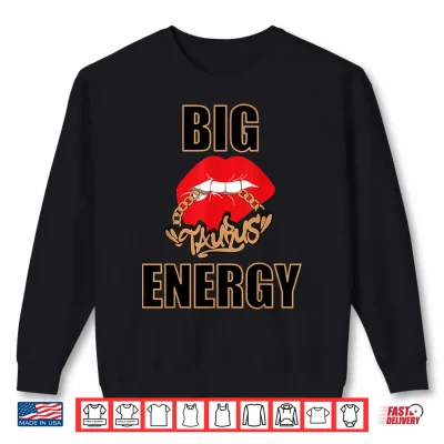 Sweatshirt Taurus Queen Big Taurus Energy Black Women Lips Chain Zodiac Shirt