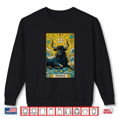 Sweatshirt Vintage Taurus Tarot Card Astrology The Bull Retro Zodiac Shirt