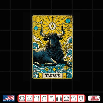 Design Vintage Taurus Tarot Card Astrology The Bull Retro Zodiac Shirt