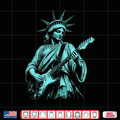 Design 4th of July Statue of Liberty Guitarist 1776 2026 Shirt