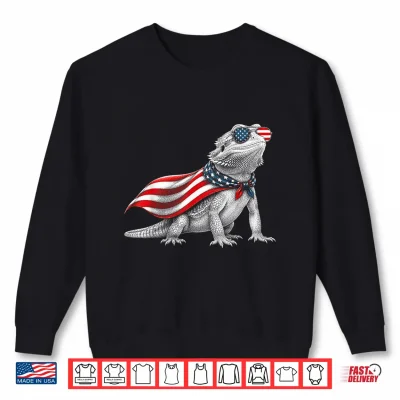 Sweatshirt Bearded Dragon 4th of July US American Flag Patriotic Shirt