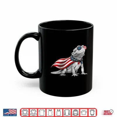 Mug Bearded Dragon 4th of July US American Flag Patriotic Shirt