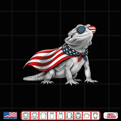 Design Bearded Dragon 4th of July US American Flag Patriotic Shirt