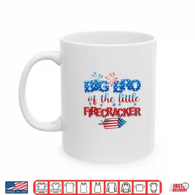 Mug Big Bro of The Little Firecracker 4th of July Birthday Shirt
