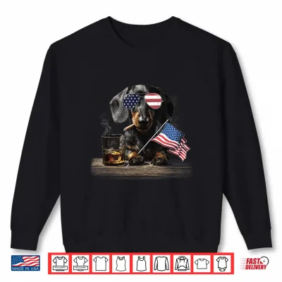 Sweatshirt Dachshund Dog Dad Patriotic American Flag July Fourth Shirt