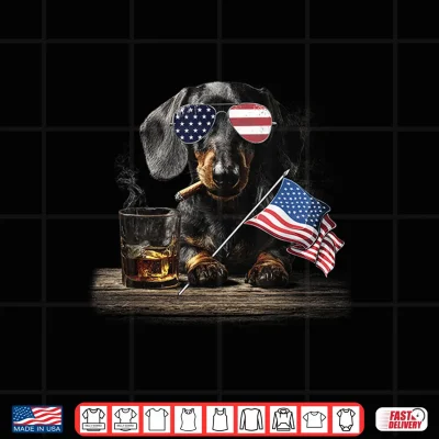 Design Dachshund Dog Dad Patriotic American Flag July Fourth Shirt