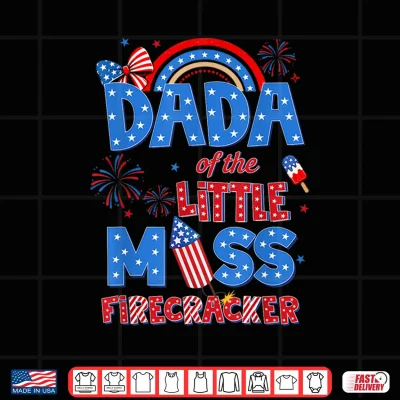 Design Dada of the Little Miss Firecracker Birthday 4th of July Shirt