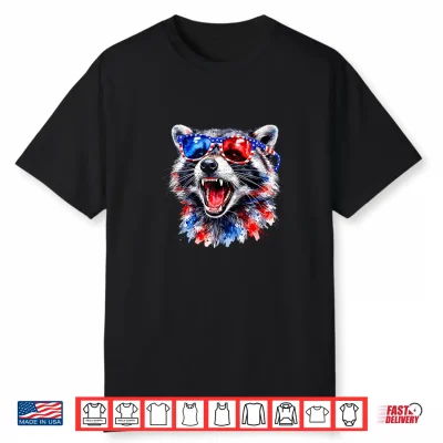 Funny Patriotic Raccoon Usa Flag Vintage 4Th Of July Art Shirt