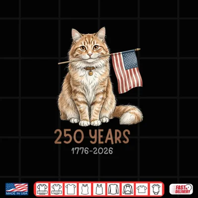 Design Funny Patriotic Cat 250 Years 4th of July Lover cat Shirt