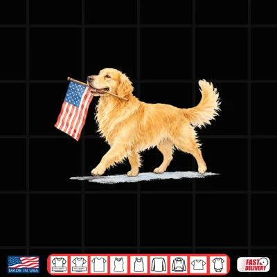 Design Golden Retriever American Flag Golden Retriever 4Th of July Shirt
