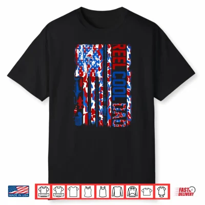 Patriotic Fisherman Reel Cool Dad Camo Usa Flag Shirt