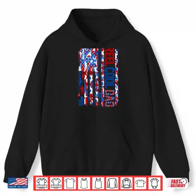Hoodie Patriotic Fisherman Reel Cool Dad Camo USA Flag Shirt