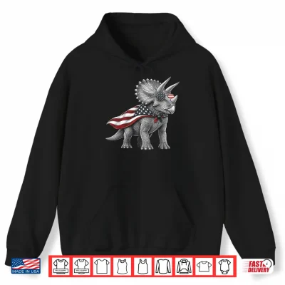 Triceratops 4Th Of July Us American Flag Patriotic Dinosaur Shirt 1 Hoodie Triceratops 4th of July US American Flag Patriotic Dinosaur Shirt