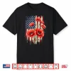Vintage Red Poppy Flower American Flag 4Th Of July Poppies Shirt