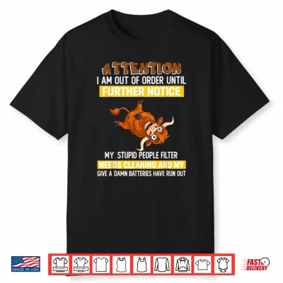 Attention I Am Out Of Order Until Further Notice My Stupid Shirt