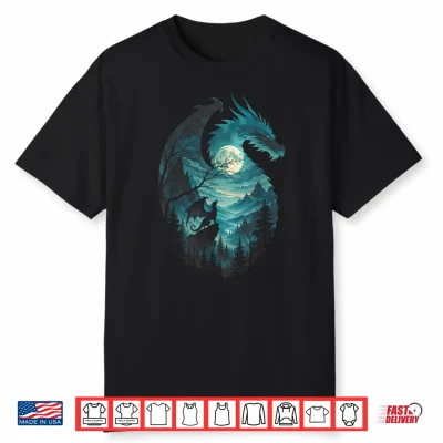 Dragon Howling At Moon 90’S Vintage Retro Shirt