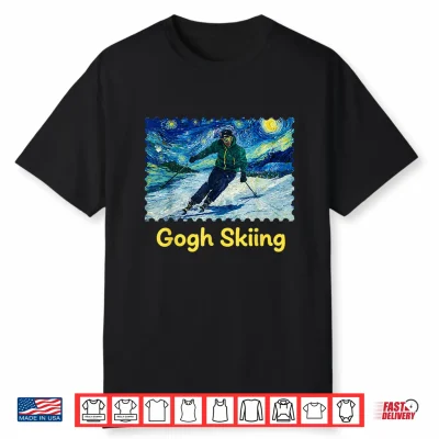 Gogh Skiing Ski Funny Van Gogh Pun Winter Sports Art Design Shirt