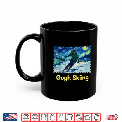 Mug Gogh Skiing Ski Funny Van Gogh Pun Winter Sports Art Design Shirt