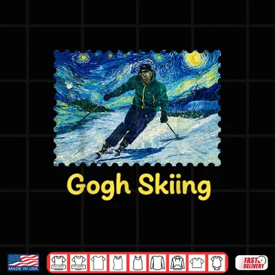Design Gogh Skiing Ski Funny Van Gogh Pun Winter Sports Art Design Shirt