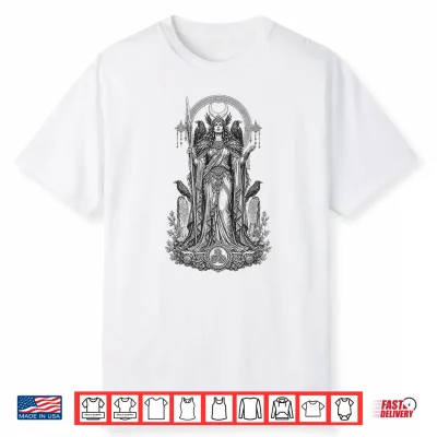 Morrigan Celtic Raven Goddess Sacred Warrior Line Art Shirt