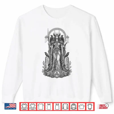 Sweatshirt Morrigan Celtic Raven Goddess Sacred Warrior Line Art Shirt