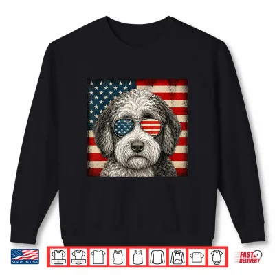 Sweatshirt Sheepadoodle 4th of July US American Flag Dog Patriotic Shirt