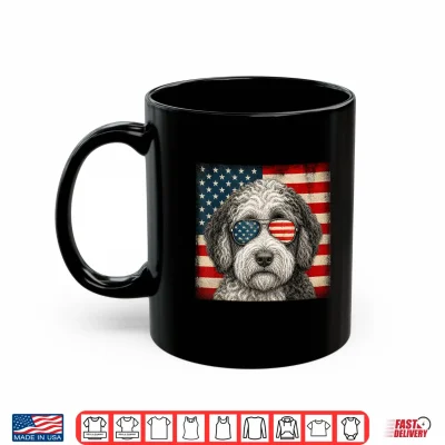 Mug Sheepadoodle 4th of July US American Flag Dog Patriotic Shirt