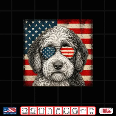 Design Sheepadoodle 4th of July US American Flag Dog Patriotic Shirt