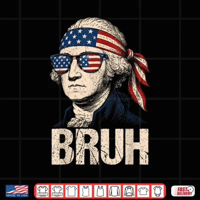 Design Bruh 4th of July George Washington American Patriotic Kids Shirt