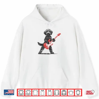 Hoodie Funny Rock Goldendoodle Dog Playing Guitar Music Lover Dog Shirt