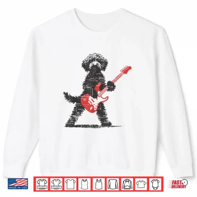 Sweatshirt Funny Rock Goldendoodle Dog Playing Guitar Music Lover Dog Shirt