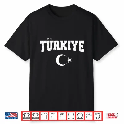 Turkiye National Flag Turkish Men Women Kids Vintage Red Shirt